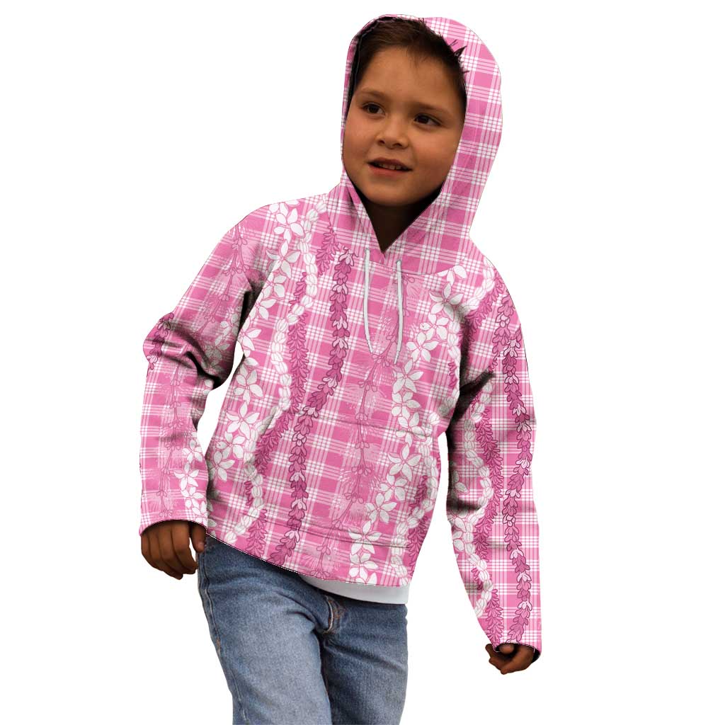 Hawaiian Ohia Lehua Lei Kid Hoodie Plaid Palaka Akala Pattern - Polynesian Pride