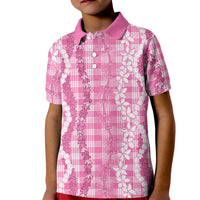 Hawaiian Ohia Lehua Lei Kid Polo Shirt Plaid Palaka Akala Pattern - Polynesian Pride