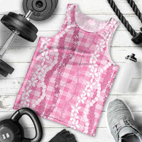 Hawaiian Ohia Lehua Lei Men Tank Top Plaid Palaka Akala Pattern - Polynesian Pride