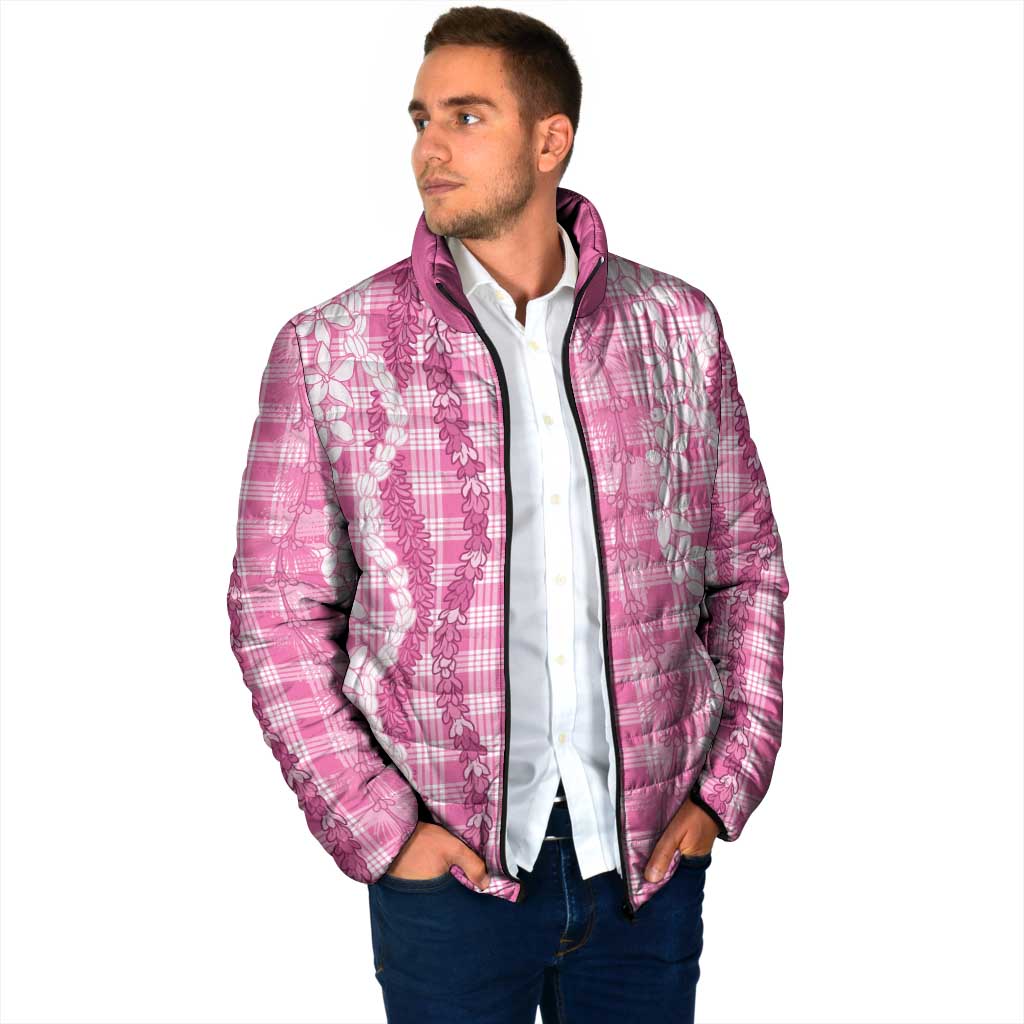 Hawaiian Ohia Lehua Lei Padded Jacket Plaid Palaka Akala Pattern - Polynesian Pride