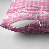 Hawaiian Ohia Lehua Lei Pillow Cover Plaid Palaka Akala Pattern - Polynesian Pride