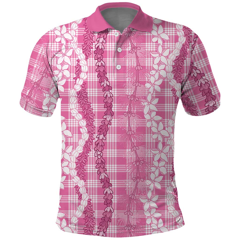 Hawaiian Ohia Lehua Lei Polo Shirt Plaid Palaka Akala Pattern - Polynesian Pride