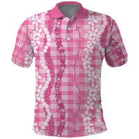 Hawaiian Ohia Lehua Lei Polo Shirt Plaid Palaka Akala Pattern - Polynesian Pride