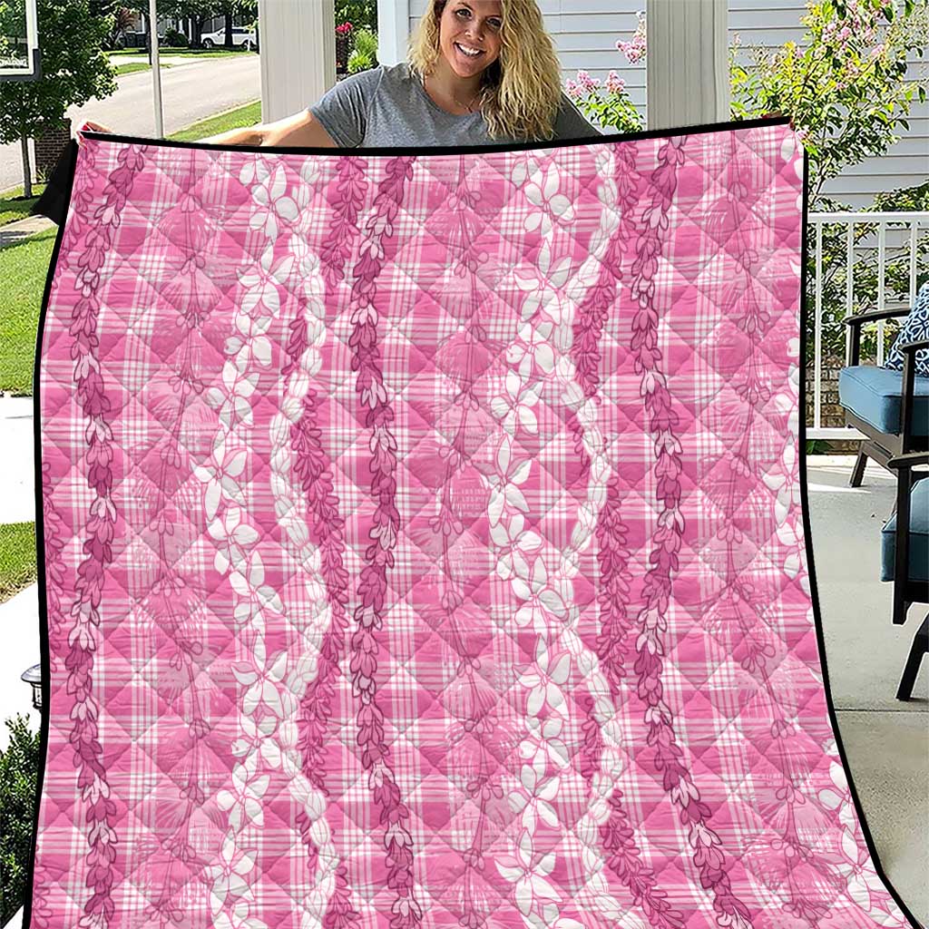 Hawaiian Ohia Lehua Lei Quilt Plaid Palaka Akala Pattern - Polynesian Pride