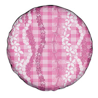 Hawaiian Ohia Lehua Lei Spare Tire Cover Plaid Palaka Akala Pattern - Polynesian Pride