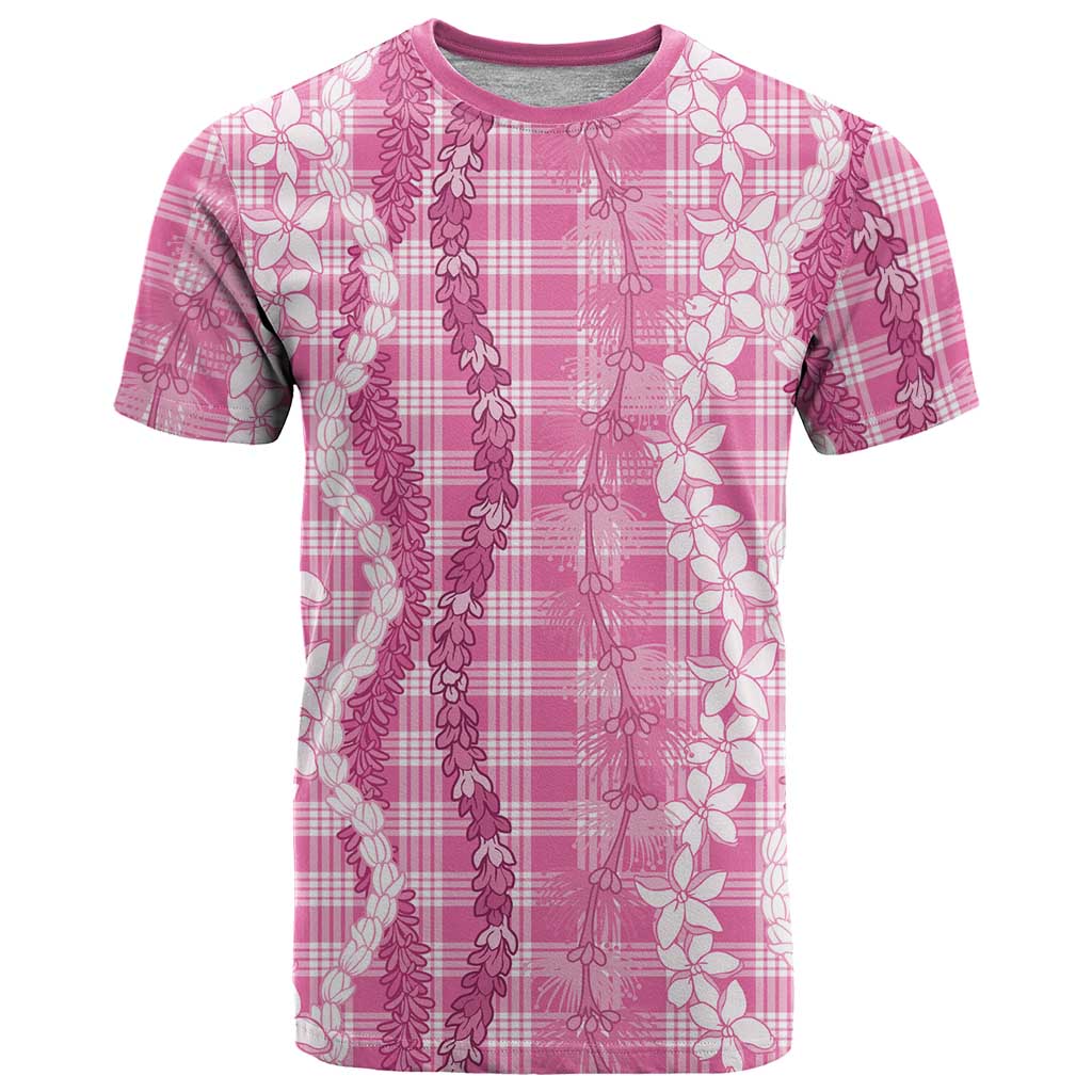 Hawaiian Ohia Lehua Lei T Shirt Plaid Palaka Akala Pattern - Polynesian Pride