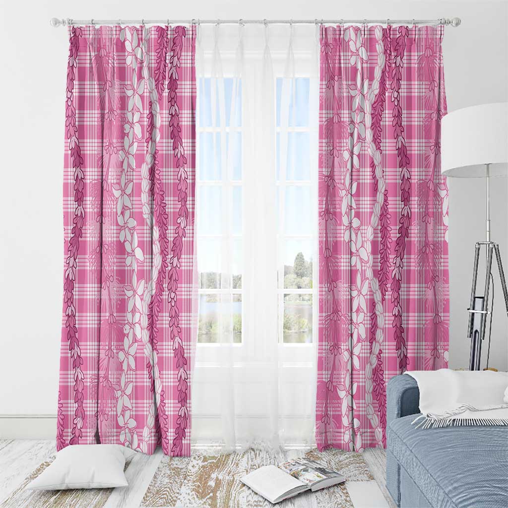 Hawaiian Ohia Lehua Lei Window Curtain Plaid Palaka Akala Pattern - Polynesian Pride