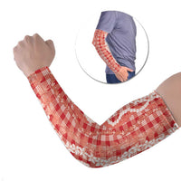 Hawaiian Ohia Lehua Lei Arm Sleeves Plaid Palaka Ulaula Pattern - Polynesian Pride