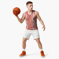 Hawaiian Ohia Lehua Lei Basketball Jersey Plaid Palaka Ulaula Pattern - Polynesian Pride
