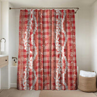 Hawaiian Ohia Lehua Lei Bathroom Set Plaid Palaka Ulaula Pattern - Polynesian Pride