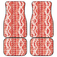 Hawaiian Ohia Lehua Lei Car Mats Plaid Palaka Ulaula Pattern - Polynesian Pride