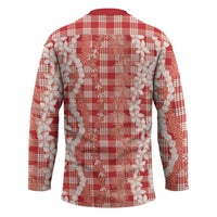 Hawaiian Ohia Lehua Lei Hockey Jersey Plaid Palaka Ulaula Pattern - Polynesian Pride