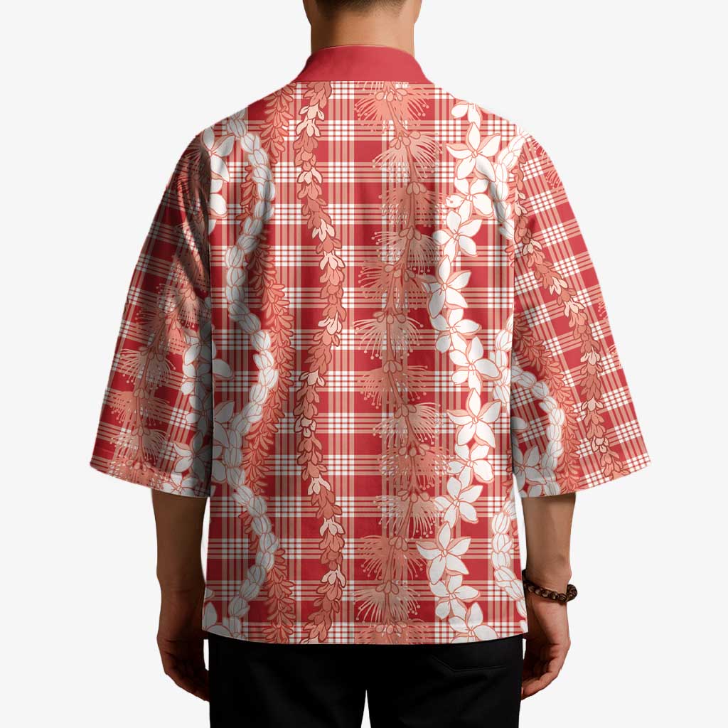 Hawaiian Ohia Lehua Lei Kimono Plaid Palaka Ulaula Pattern - Polynesian Pride