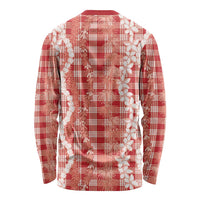 Hawaiian Ohia Lehua Lei Long Sleeve Shirt Plaid Palaka Ulaula Pattern - Polynesian Pride