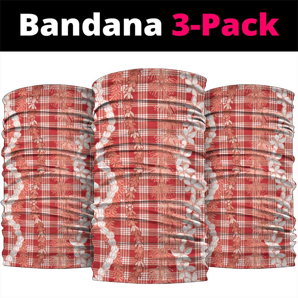 Hawaiian Ohia Lehua Lei Neck Gaiter Plaid Palaka Ulaula Pattern - Polynesian Pride