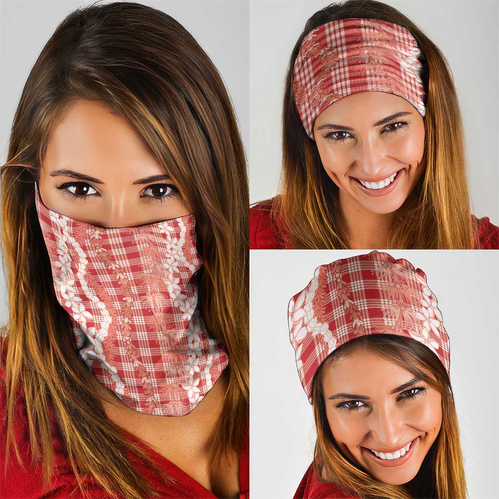 Hawaiian Ohia Lehua Lei Neck Gaiter Plaid Palaka Ulaula Pattern - Polynesian Pride