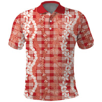 Hawaiian Ohia Lehua Lei Polo Shirt Plaid Palaka Ulaula Pattern - Polynesian Pride