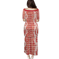 Hawaiian Ohia Lehua Lei Puletasi Plaid Palaka Ulaula Pattern - Polynesian Pride