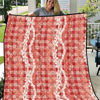 Hawaiian Ohia Lehua Lei Quilt Plaid Palaka Ulaula Pattern - Polynesian Pride