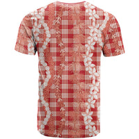 Hawaiian Ohia Lehua Lei T Shirt Plaid Palaka Ulaula Pattern - Polynesian Pride