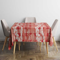 Hawaiian Ohia Lehua Lei Tablecloth Plaid Palaka Ulaula Pattern - Polynesian Pride
