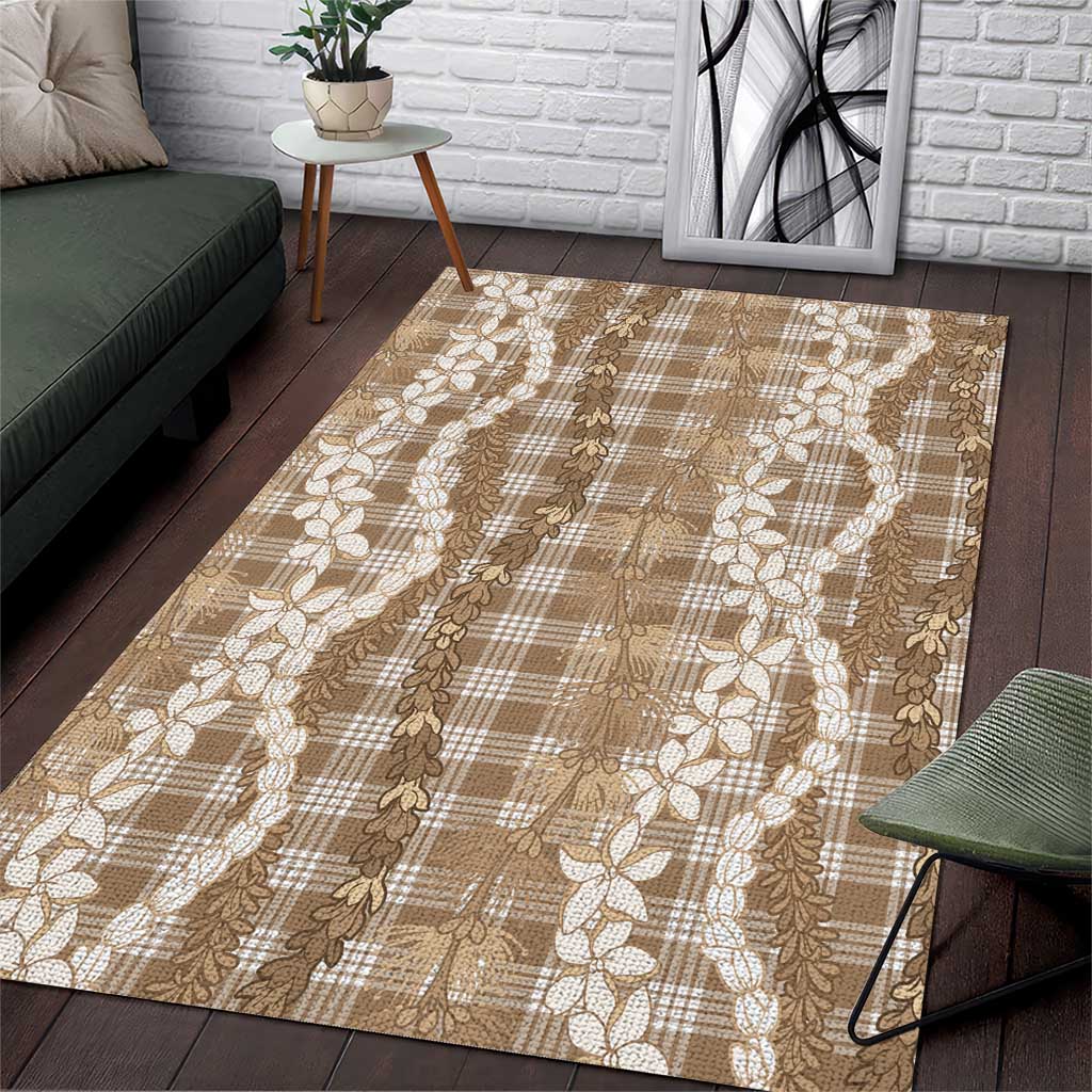 Hawaiian Ohia Lehua Lei Area Rug Plaid Palaka Kalaihaahaa Pattern - Polynesian Pride