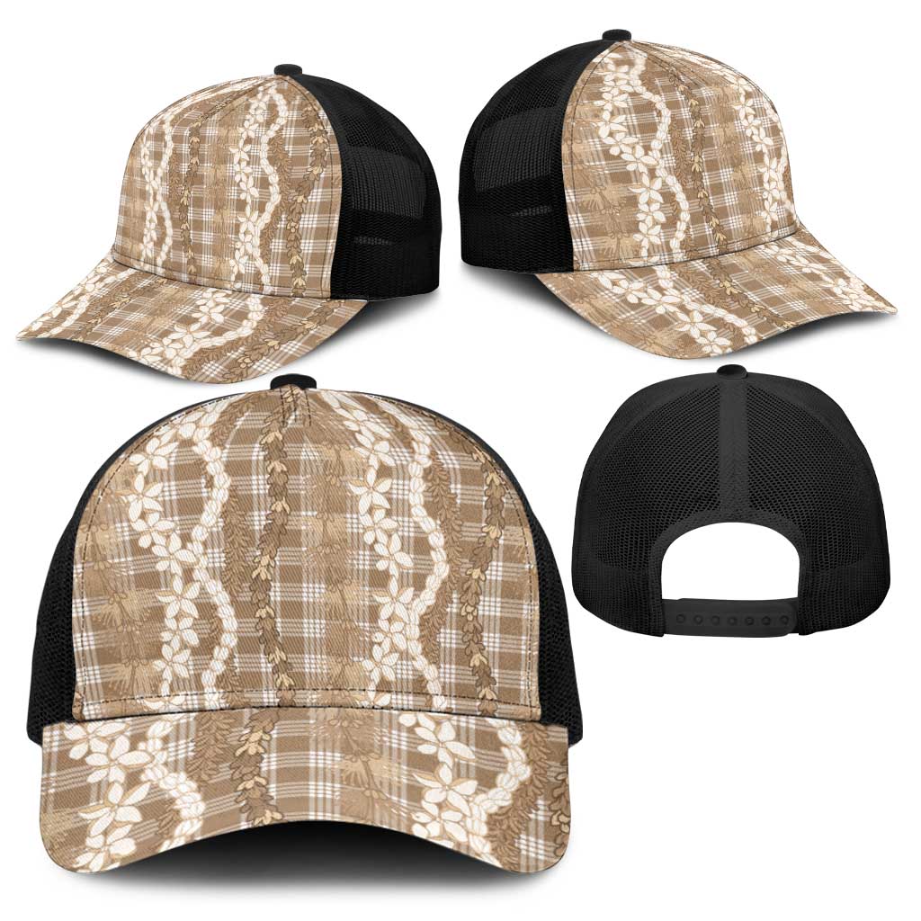 Hawaiian Ohia Lehua Lei Baseball Net Cap Plaid Palaka Kalaihaahaa Pattern - Polynesian Pride