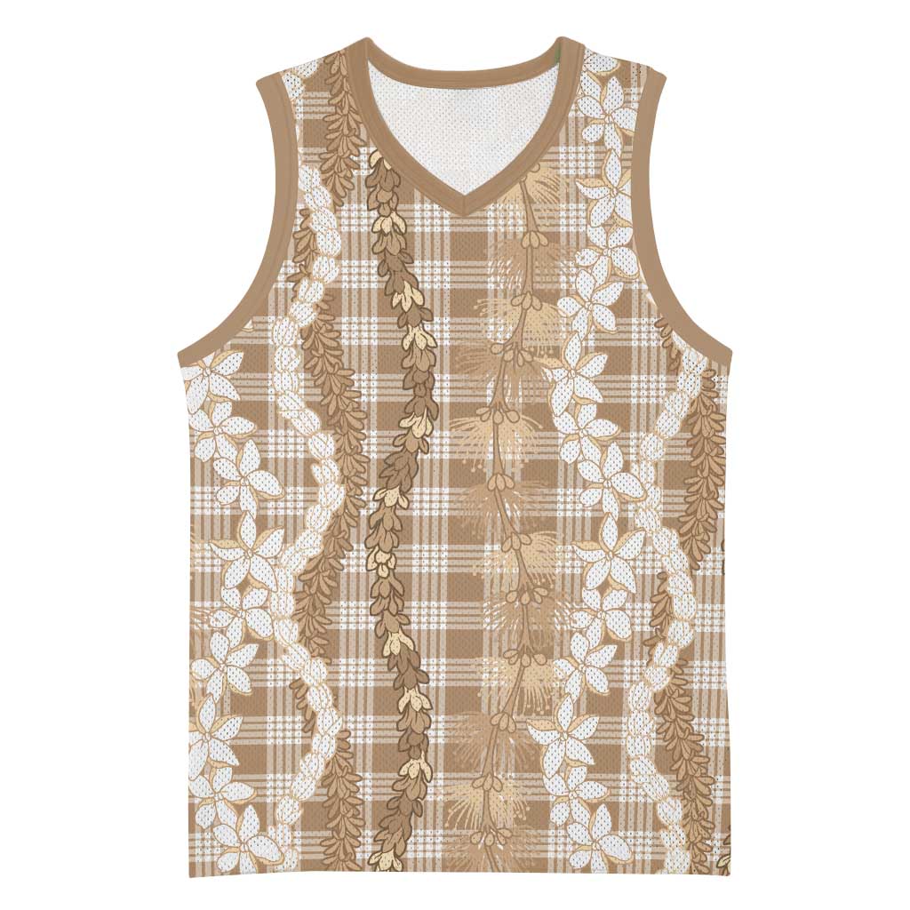 Hawaiian Ohia Lehua Lei Basketball Jersey Plaid Palaka Kalaihaahaa Pattern - Polynesian Pride