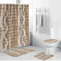 Hawaiian Ohia Lehua Lei Bathroom Set Plaid Palaka Kalaihaahaa Pattern - Polynesian Pride