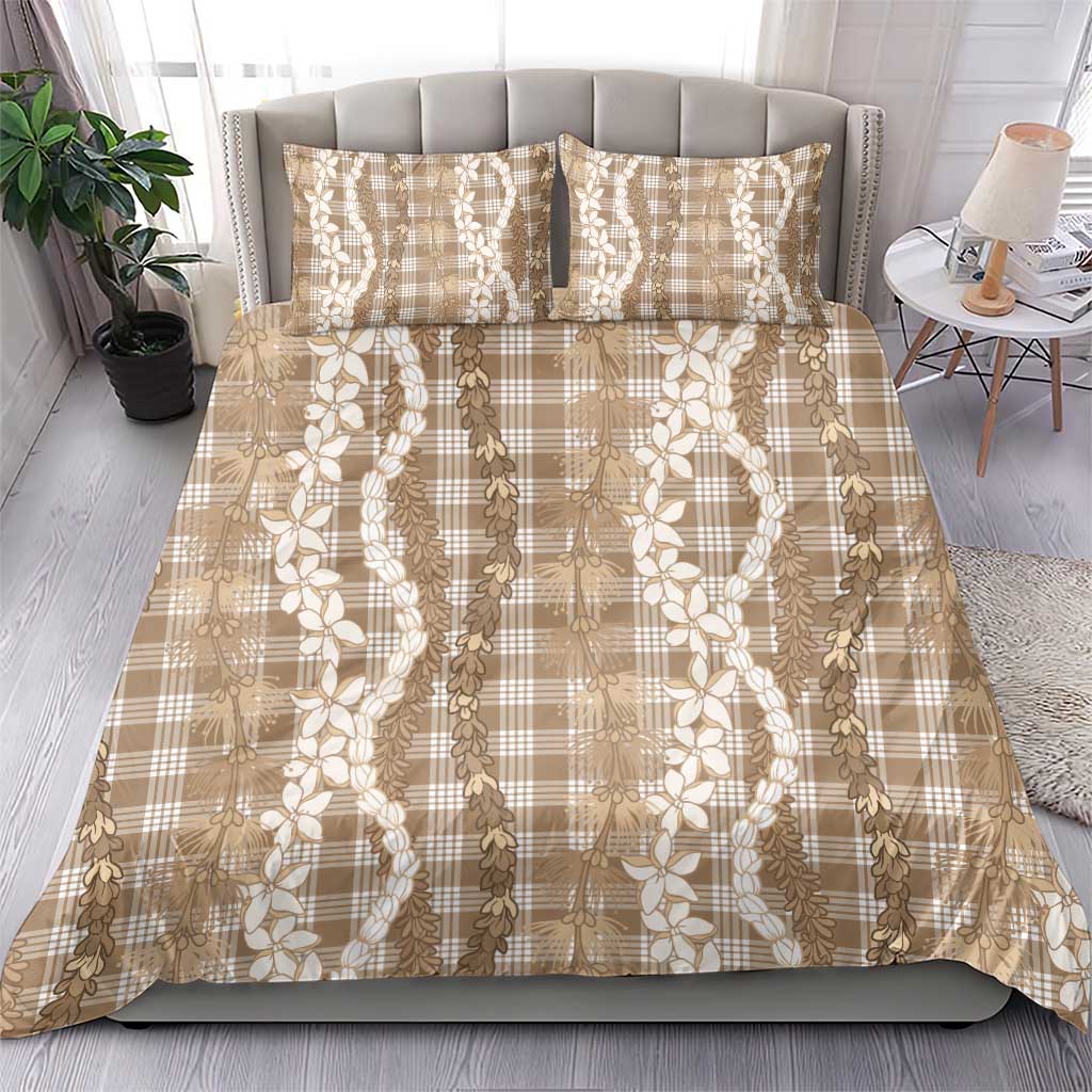Hawaiian Ohia Lehua Lei Bedding Set Plaid Palaka Kalaihaahaa Pattern - Polynesian Pride