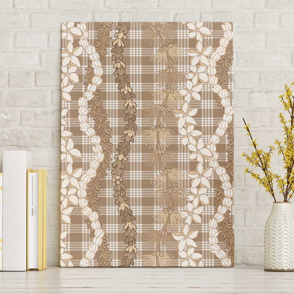 Hawaiian Ohia Lehua Lei Canvas Wall Art Plaid Palaka Kalaihaahaa Pattern - Polynesian Pride