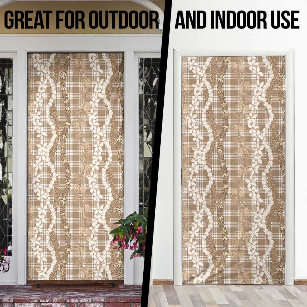 Hawaiian Ohia Lehua Lei Door Cover Plaid Palaka Kalaihaahaa Pattern - Polynesian Pride