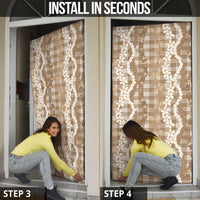 Hawaiian Ohia Lehua Lei Door Cover Plaid Palaka Kalaihaahaa Pattern - Polynesian Pride