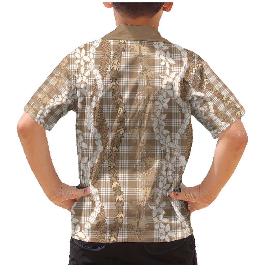 Hawaiian Ohia Lehua Lei Family Matching Mermaid Dress and Hawaiian Shirt Plaid Palaka Kalaihaahaa Pattern - Polynesian Pride