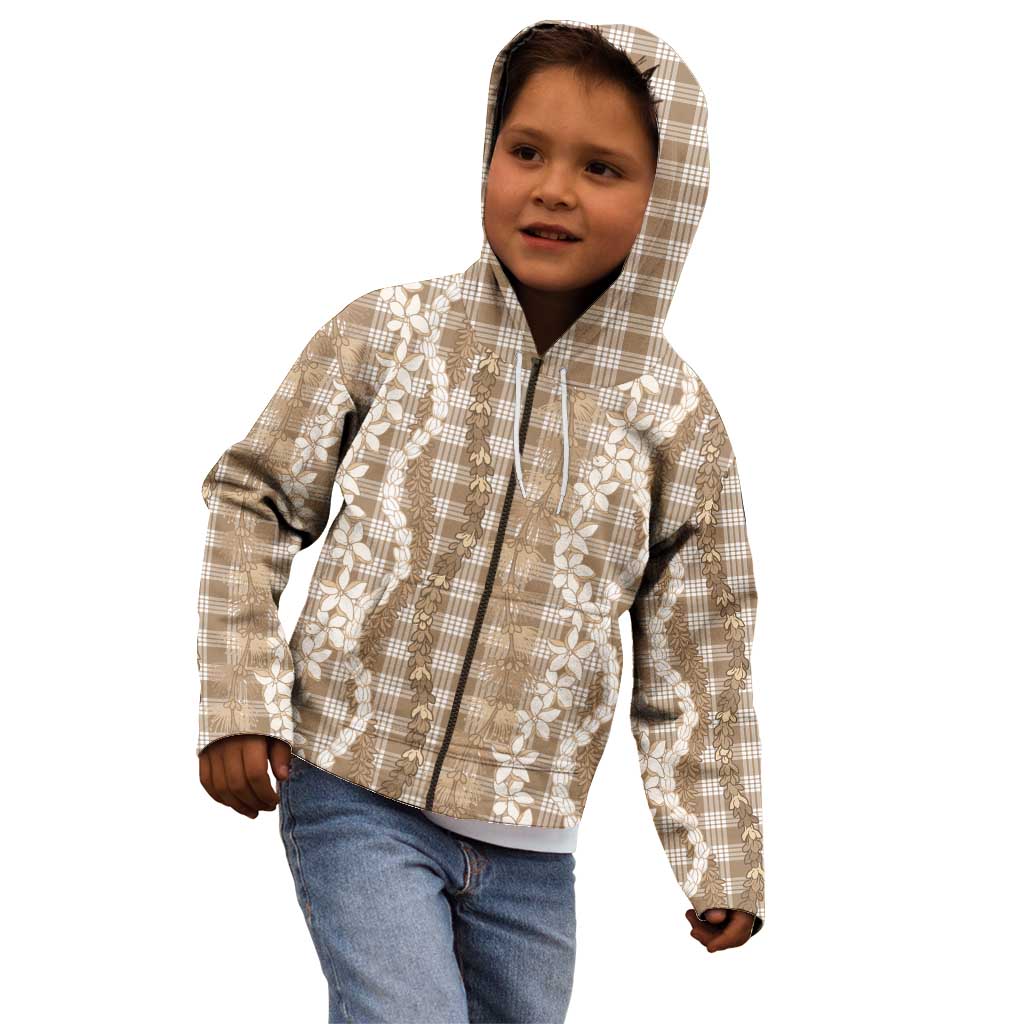 Hawaiian Ohia Lehua Lei Kid Hoodie Plaid Palaka Kalaihaahaa Pattern - Polynesian Pride