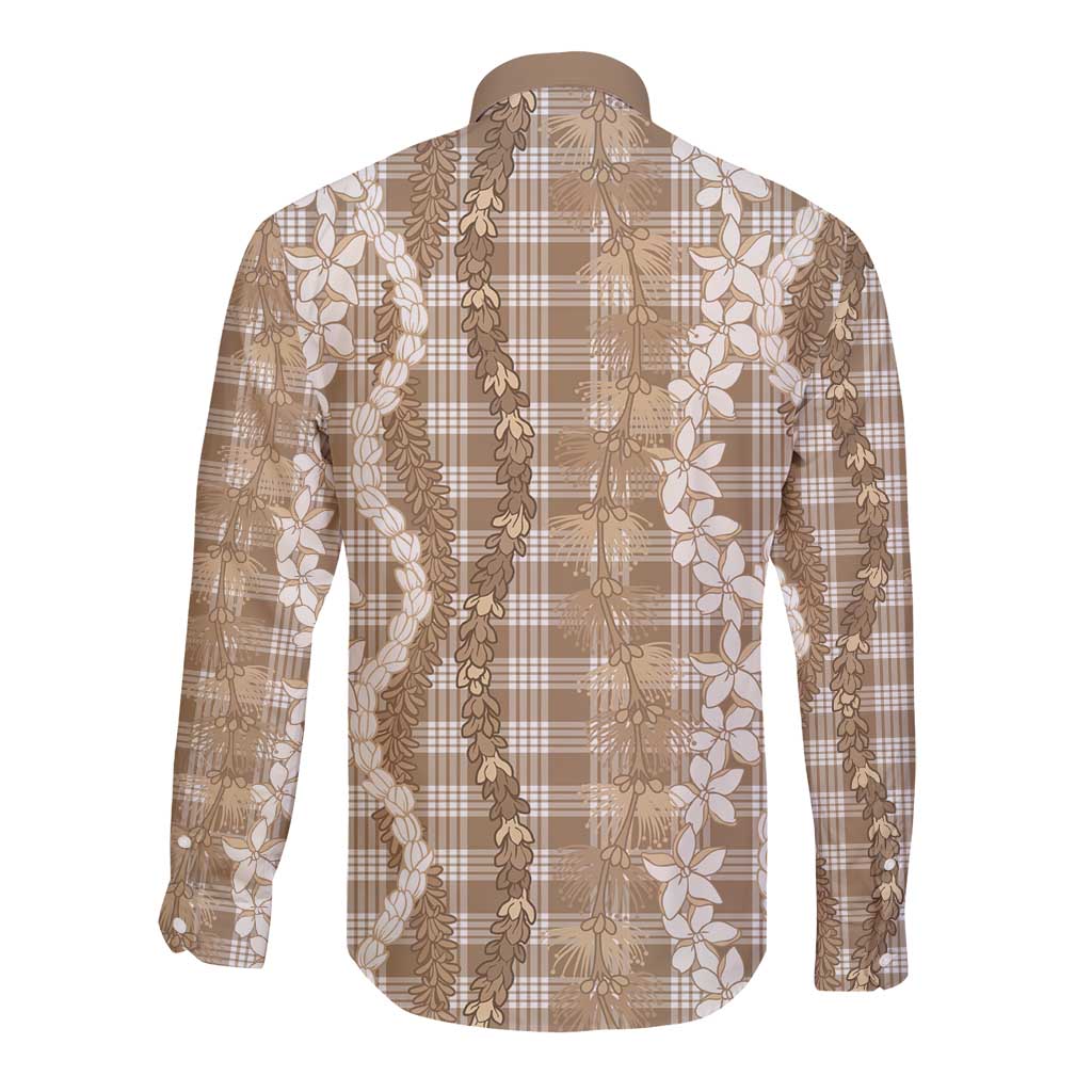 Hawaiian Ohia Lehua Lei Long Sleeve Button Shirt Plaid Palaka Kalaihaahaa Pattern - Polynesian Pride