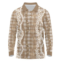 Hawaiian Ohia Lehua Lei Long Sleeve Polo Shirt Plaid Palaka Kalaihaahaa Pattern - Polynesian Pride