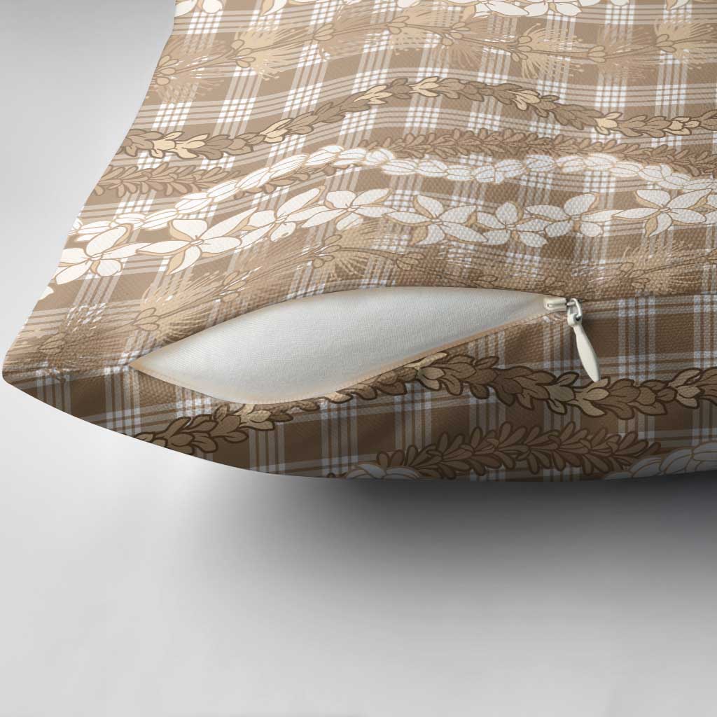 Hawaiian Ohia Lehua Lei Pillow Cover Plaid Palaka Kalaihaahaa Pattern - Polynesian Pride