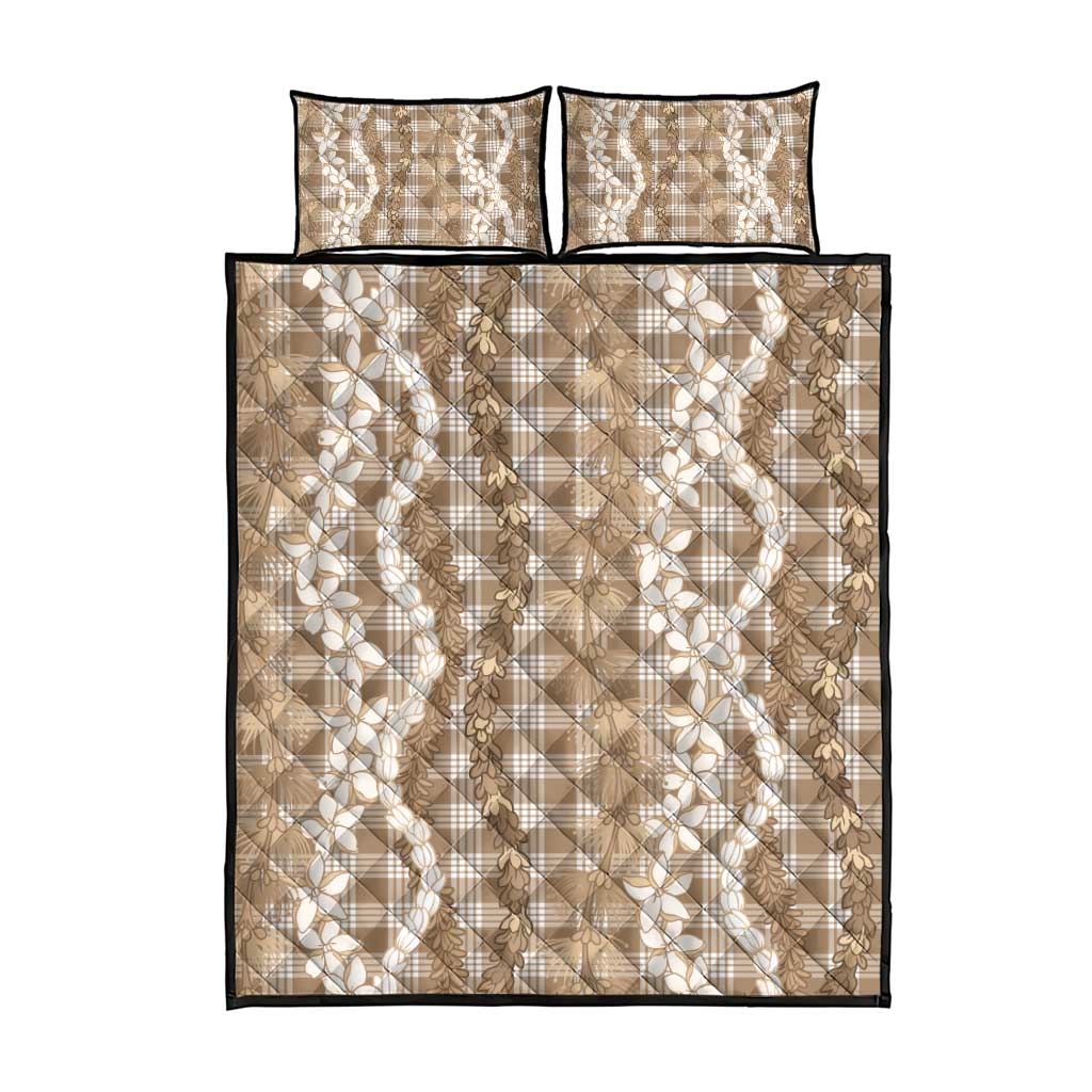Hawaiian Ohia Lehua Lei Quilt Bed Set Plaid Palaka Kalaihaahaa Pattern - Polynesian Pride