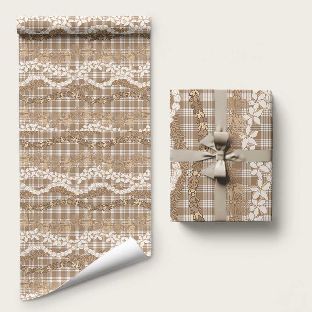 Hawaiian Ohia Lehua Lei Wrapping Paper Plaid Palaka Kalaihaahaa Pattern - Polynesian Pride