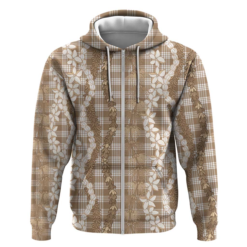 Hawaiian Ohia Lehua Lei Zip Hoodie Plaid Palaka Kalaihaahaa Pattern - Polynesian Pride