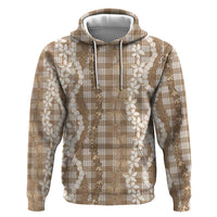 Hawaiian Ohia Lehua Lei Zip Hoodie Plaid Palaka Kalaihaahaa Pattern - Polynesian Pride