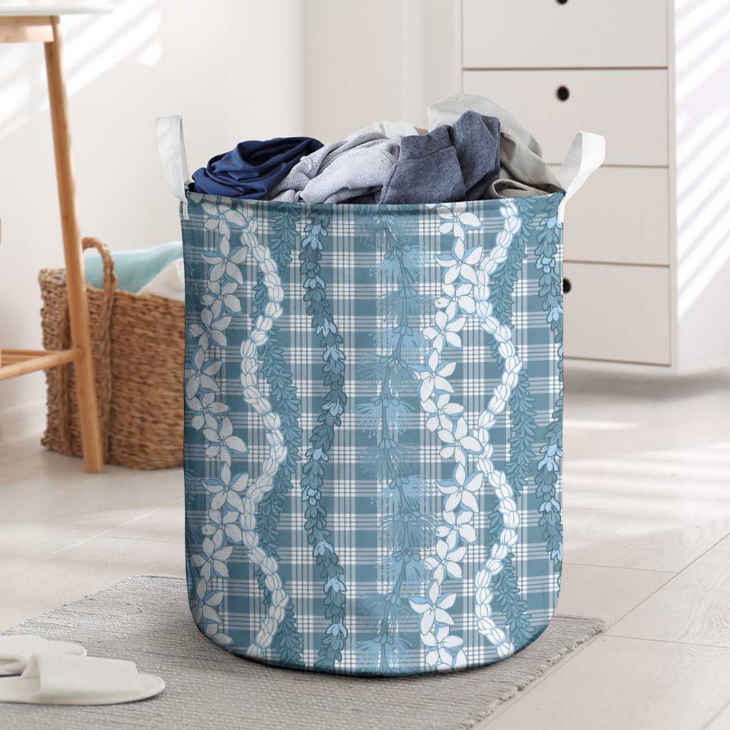 Hawaiian Ohia Lehua Lei Laundry Basket Plaid Palaka Uliuli Omaomao Pattern - Polynesian Pride