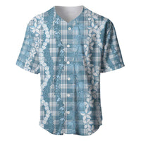 Hawaiian Ohia Lehua Lei Baseball Jersey Plaid Palaka Uliuli Omaomao Pattern - Polynesian Pride