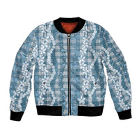 Hawaiian Ohia Lehua Lei Bomber Jacket Plaid Palaka Uliuli Omaomao Pattern - Polynesian Pride