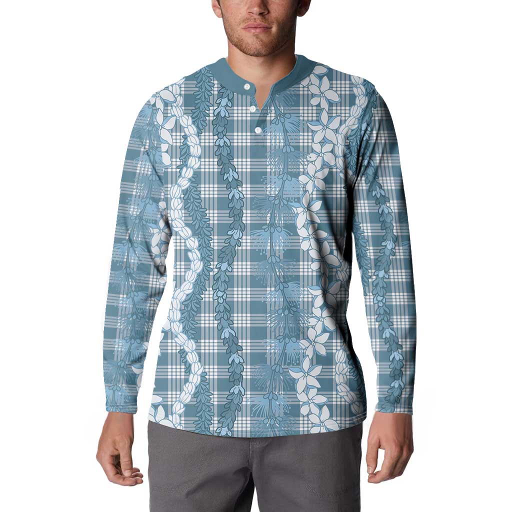 Hawaiian Ohia Lehua Lei Button Sweatshirt Plaid Palaka Uliuli Omaomao Pattern - Polynesian Pride