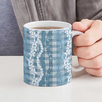 Hawaiian Ohia Lehua Lei Ceramic Mug Plaid Palaka Uliuli Omaomao Pattern - Polynesian Pride