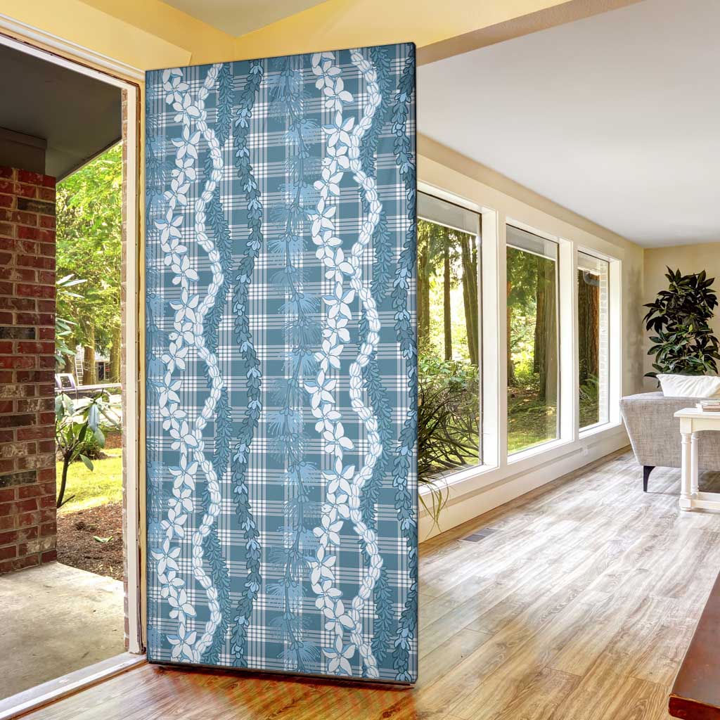 Hawaiian Ohia Lehua Lei Door Cover Plaid Palaka Uliuli Omaomao Pattern - Polynesian Pride
