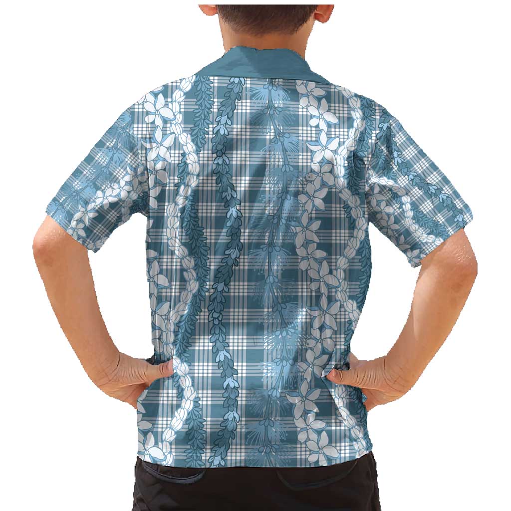 Hawaiian Ohia Lehua Lei Family Matching Mermaid Dress and Hawaiian Shirt Plaid Palaka Uliuli Omaomao Pattern - Polynesian Pride