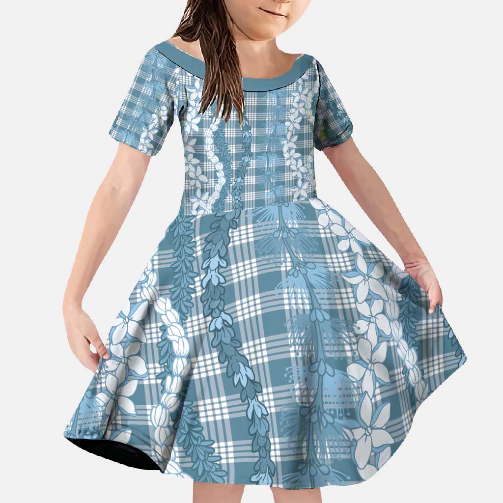 Hawaiian Ohia Lehua Lei Family Matching Off Shoulder Maxi Dress and Hawaiian Shirt Plaid Palaka Uliuli Omaomao Pattern - Polynesian Pride